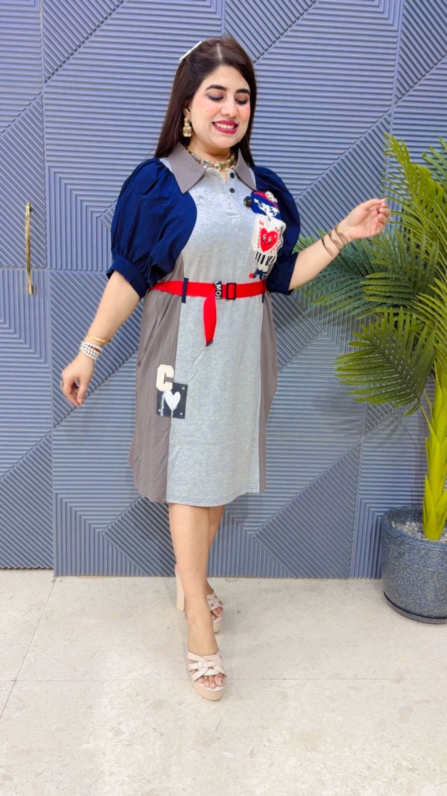 BEAUTIFUL DRESS WITH BELT GGR4348 Girls Glitters