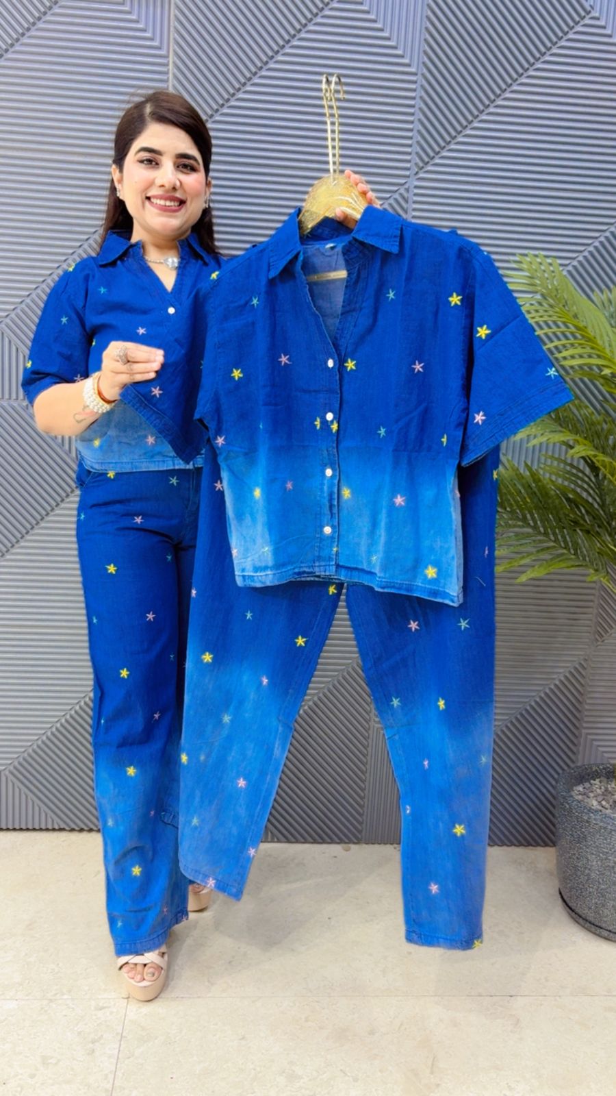 BEAUTIFUL DENIM COTTON CORD SET GGR4370 Girls Glitters