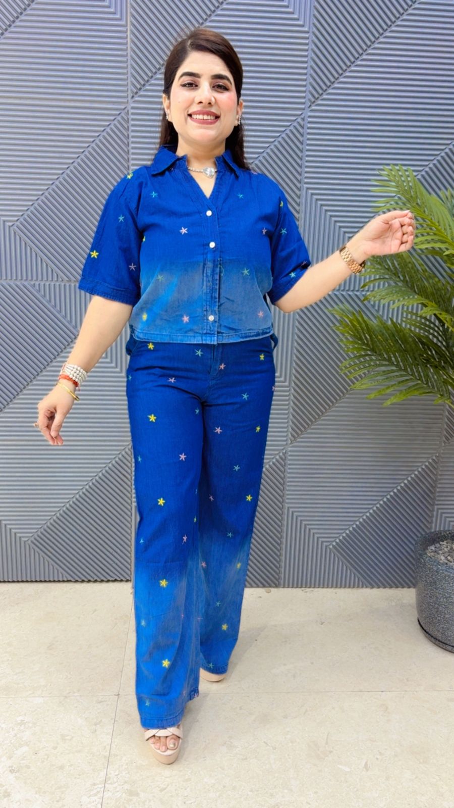 BEAUTIFUL DENIM COTTON CORD SET GGR4370 Girls Glitters