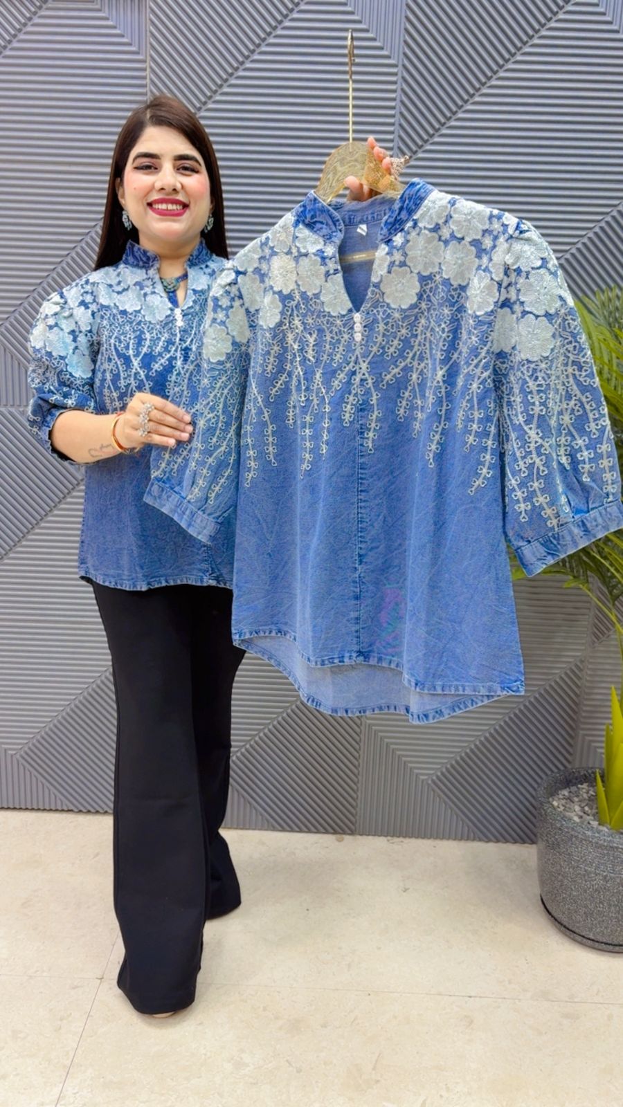 BEAUTIFUL COTTON DENIM TOP GGR4404 Girls Glitters