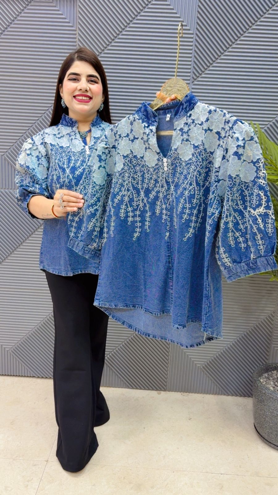 BEAUTIFUL COTTON DENIM TOP GGR4404 Girls Glitters
