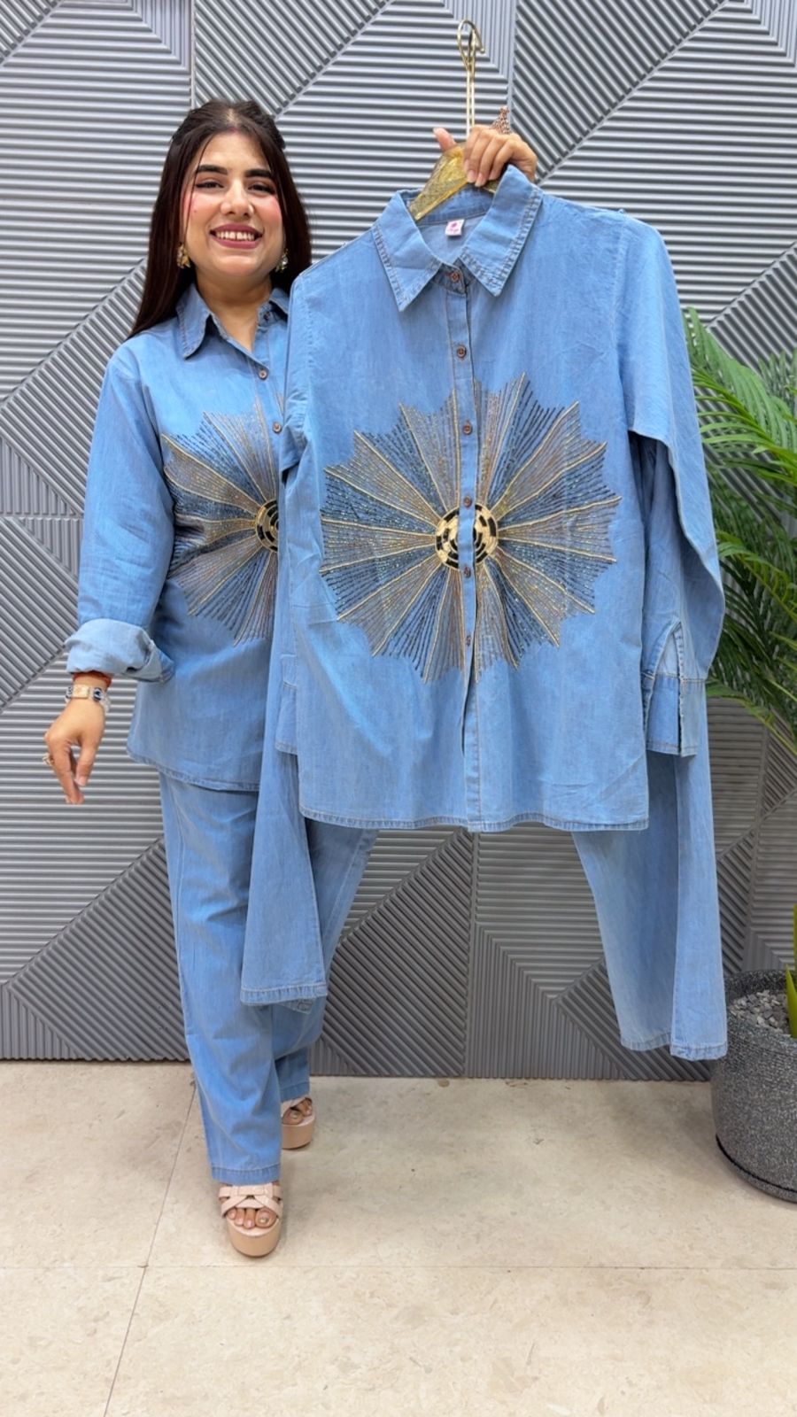 BEAUTIFUL DENIM CORD SET GGR4410 Girls Glitters