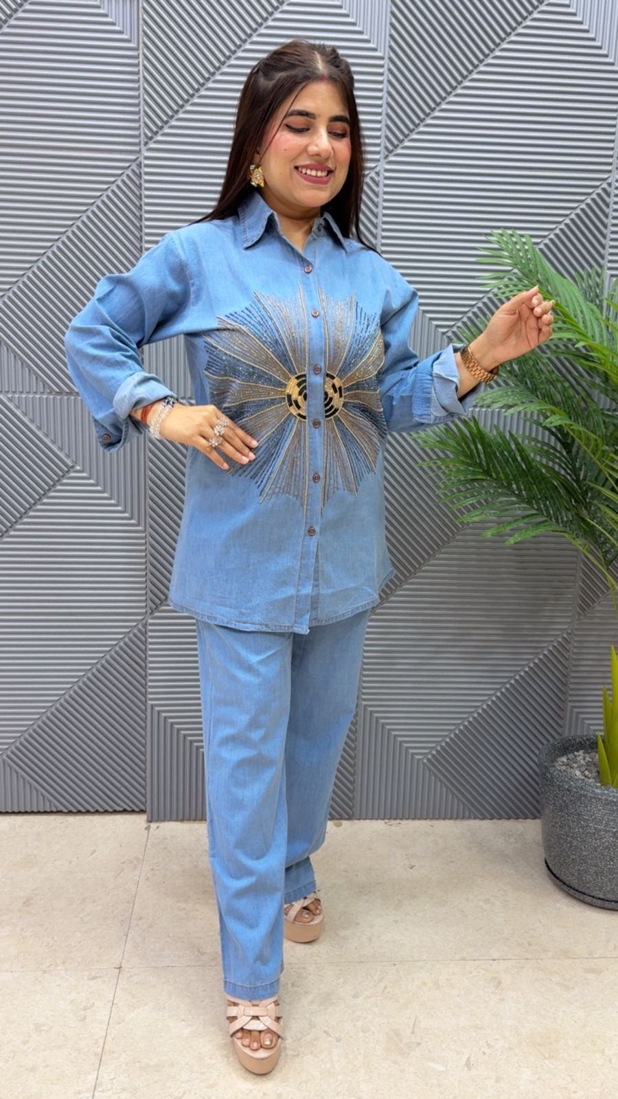 BEAUTIFUL DENIM CORD SET GGR4410 Girls Glitters