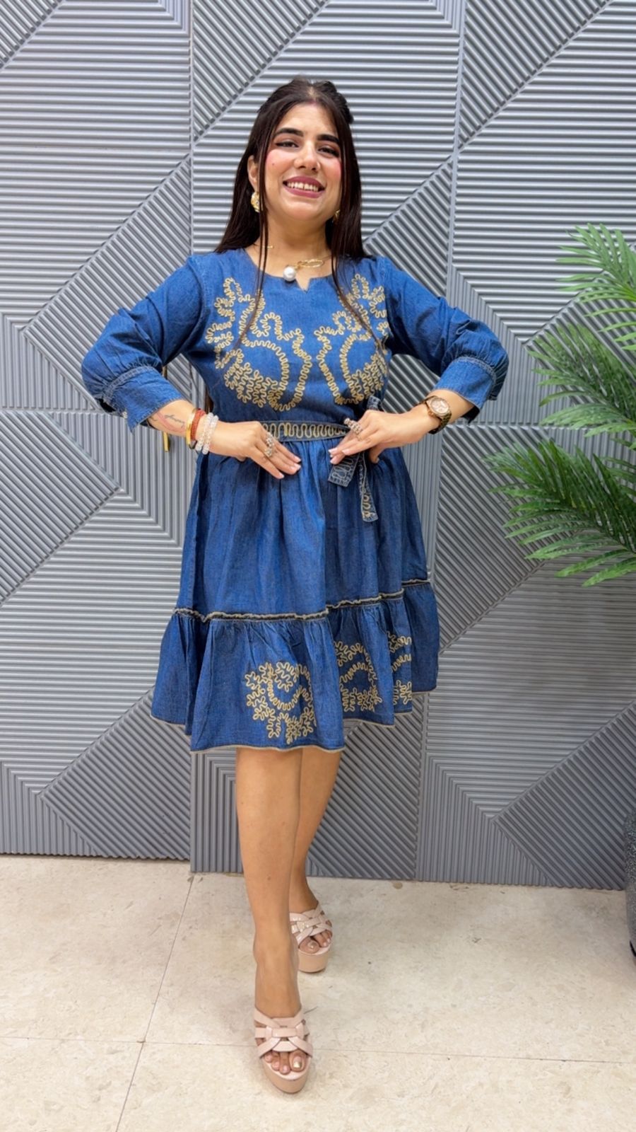 BEAUTIFUL DENIM COTTON DRESS GGR4413 Girls Glitters