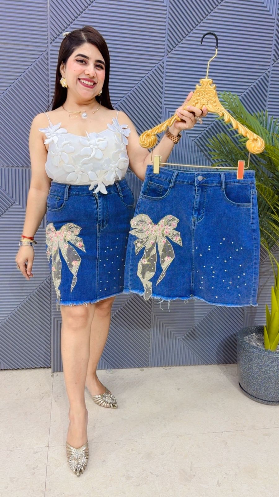 BEAUTIFUL DENIM SKIRT GGR4418 Girls Glitters