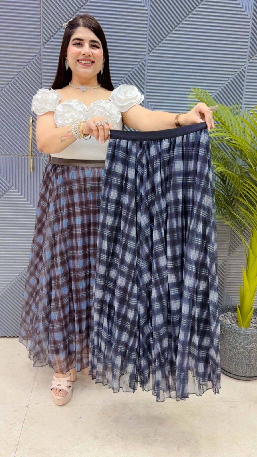 BEAUTIFUL CHECK SKIRT GGR4423 Girls Glitters