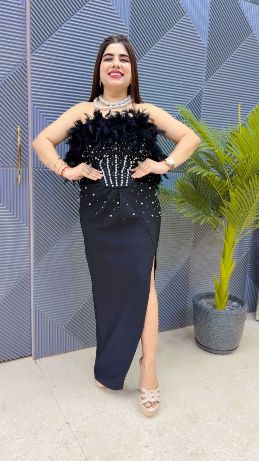 BEAUTIFUL FEATHER TUBE DRESS GGR4434 Girls Glitters