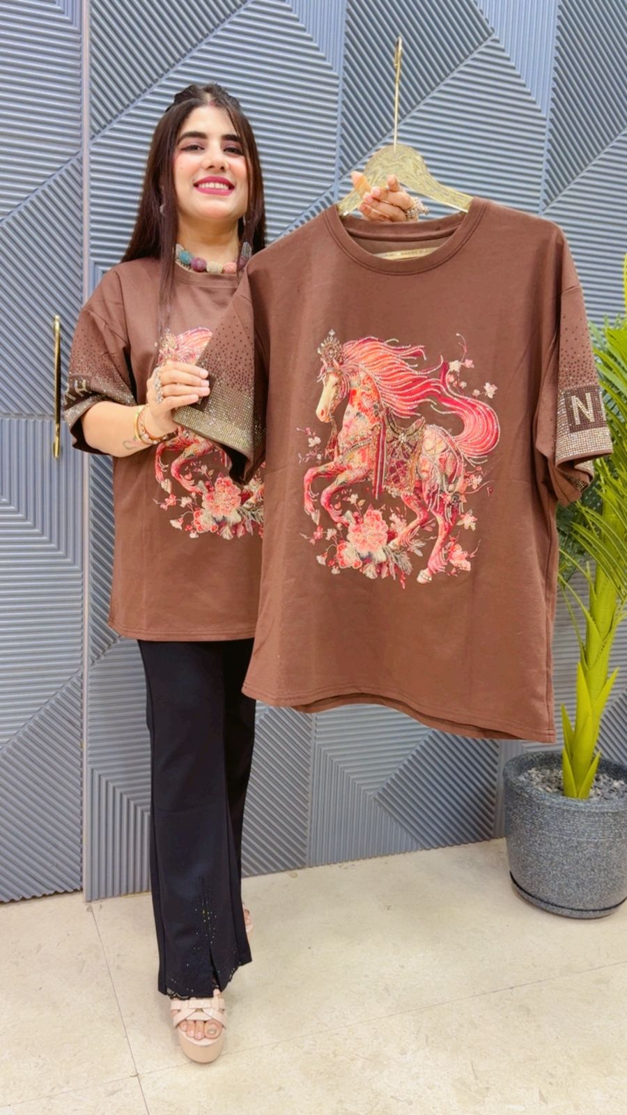 BEAUTIFUL HORSE T- SHIRT GGR4484 Girls Glitters