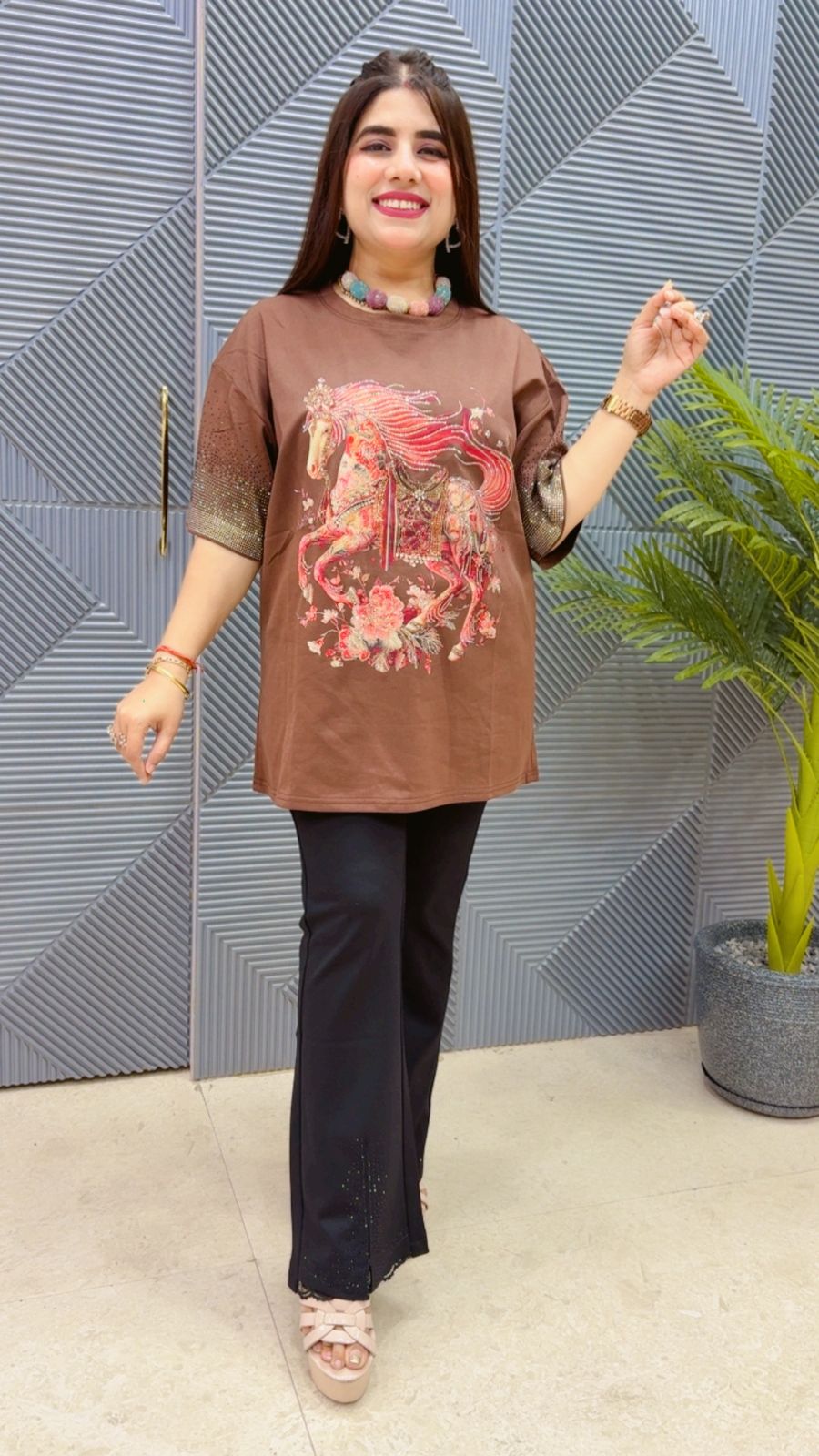 BEAUTIFUL HORSE T- SHIRT GGR4484 Girls Glitters