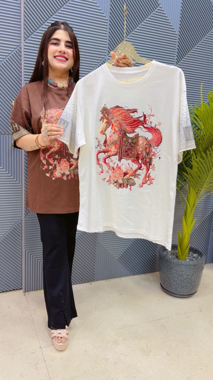 BEAUTIFUL HORSE T- SHIRT GGR4484 Girls Glitters