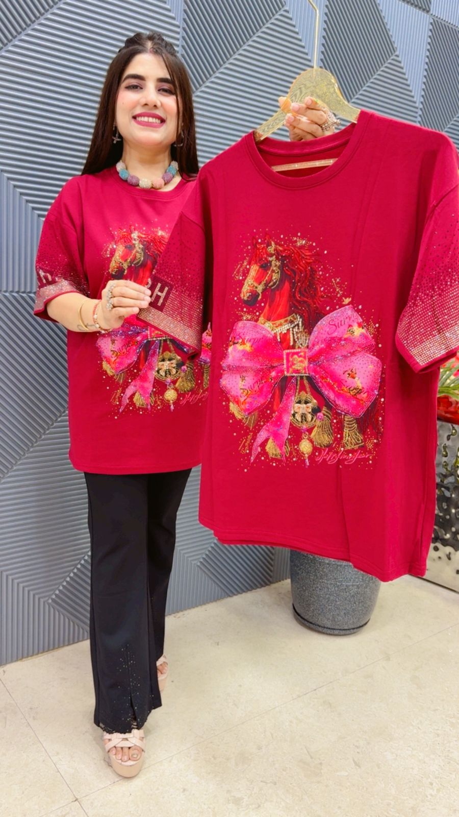 BEAUTIFUL HORSE T- SHIRT GGR4486 Girls Glitters
