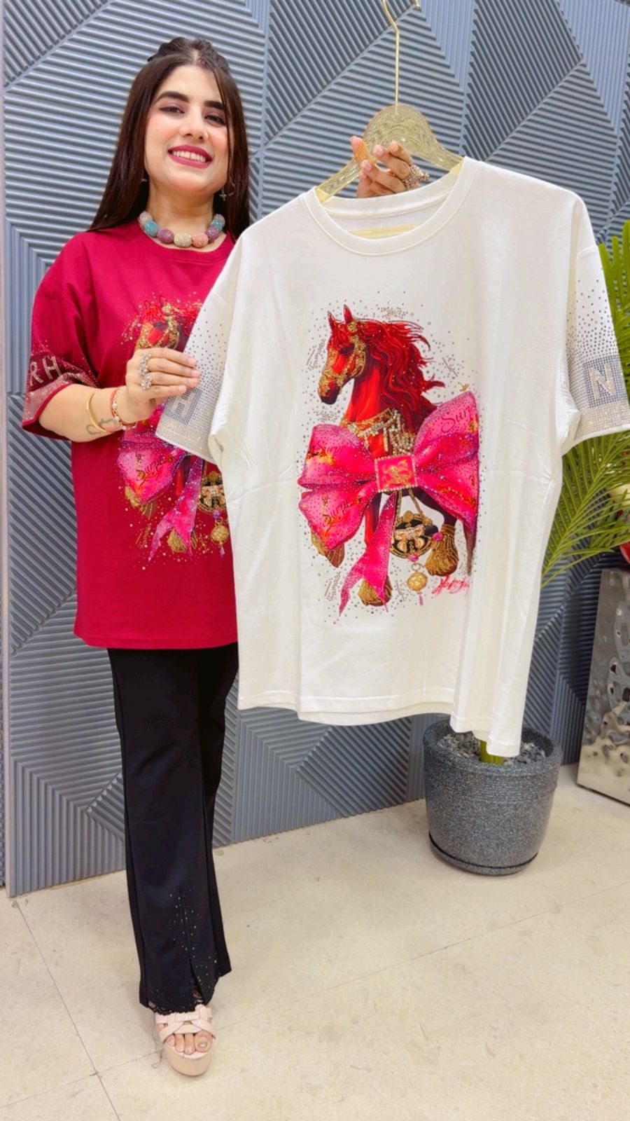 BEAUTIFUL HORSE T- SHIRT GGR4486 Girls Glitters