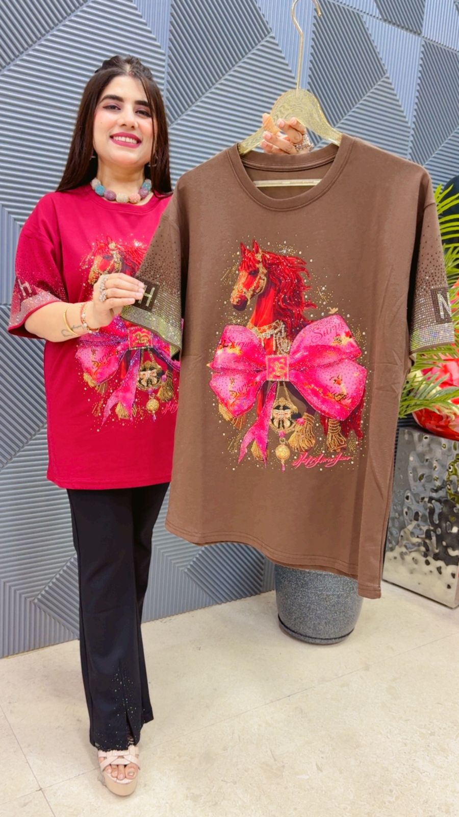BEAUTIFUL HORSE T- SHIRT GGR4486 Girls Glitters