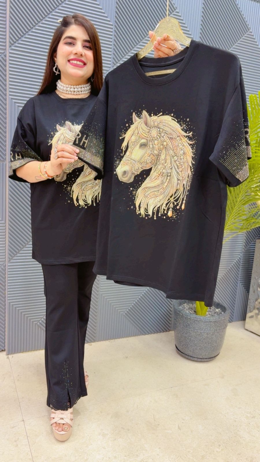 BEAUTIFUL HORSE T-SHIRT GGR4488 Girls Glitters