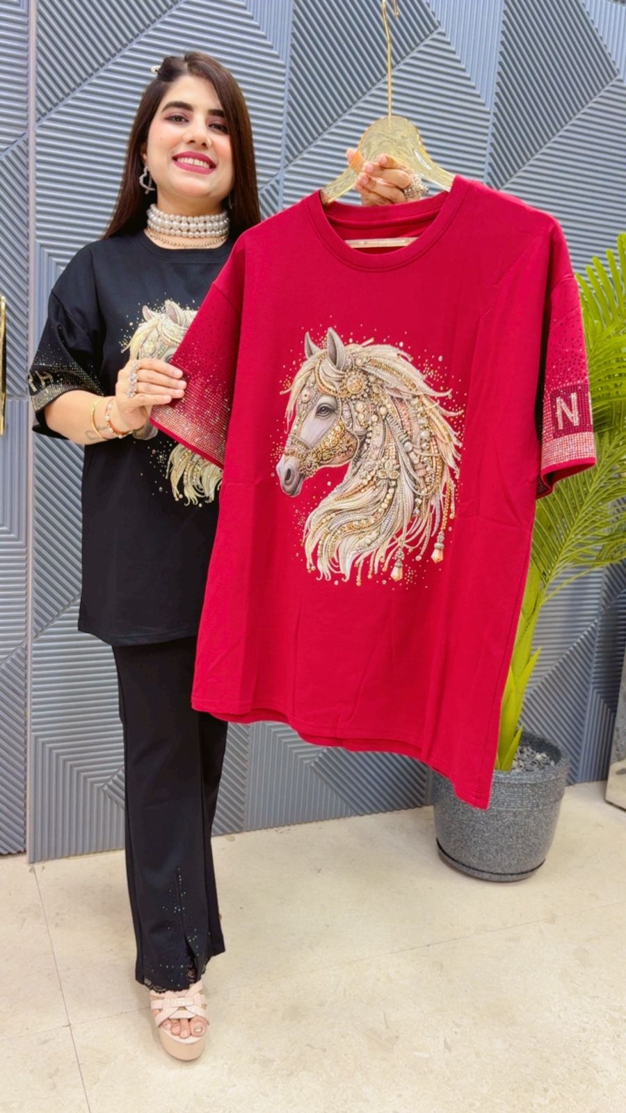 BEAUTIFUL HORSE T-SHIRT GGR4488 Girls Glitters
