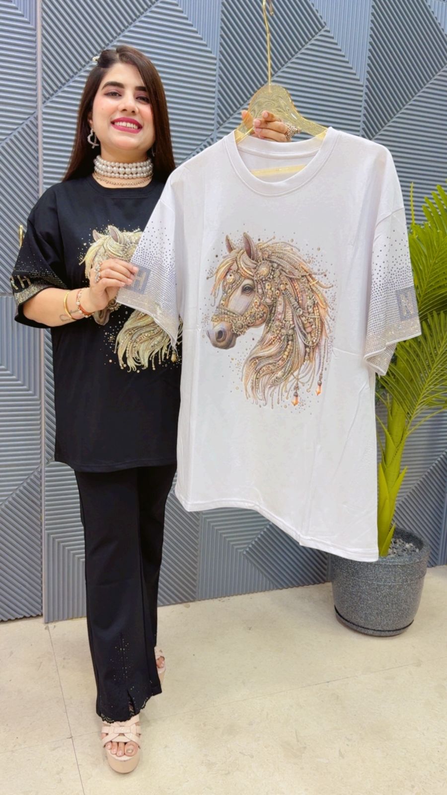 BEAUTIFUL HORSE T-SHIRT GGR4488 Girls Glitters