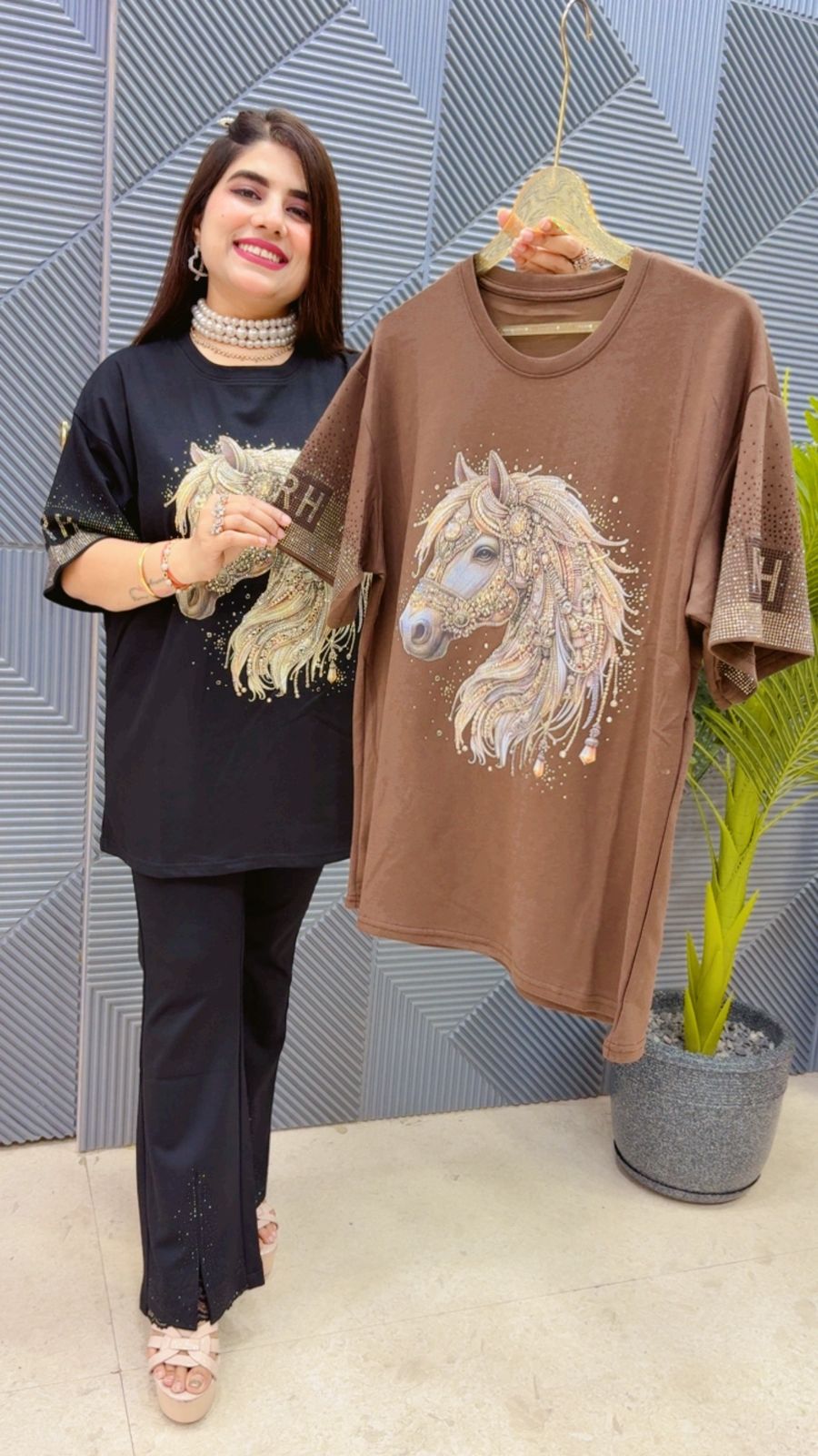 BEAUTIFUL HORSE T-SHIRT GGR4488 Girls Glitters