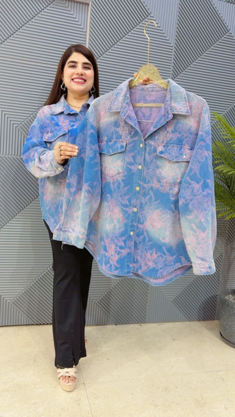 BEAUTIFUL COTTON DENIM SHIRT GGR4502 Girls Glitters