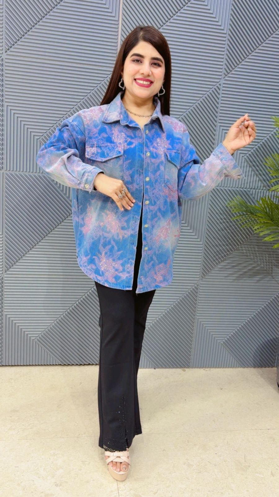 BEAUTIFUL COTTON DENIM SHIRT GGR4502 Girls Glitters