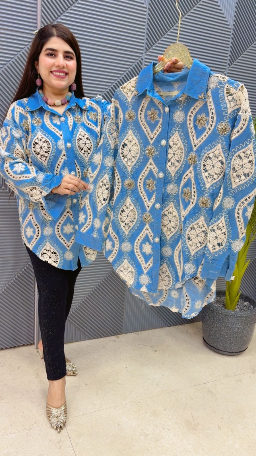 BEAUTIFUL SHIRT WITH STUDDED WORK GGR4515 Girls Glitters