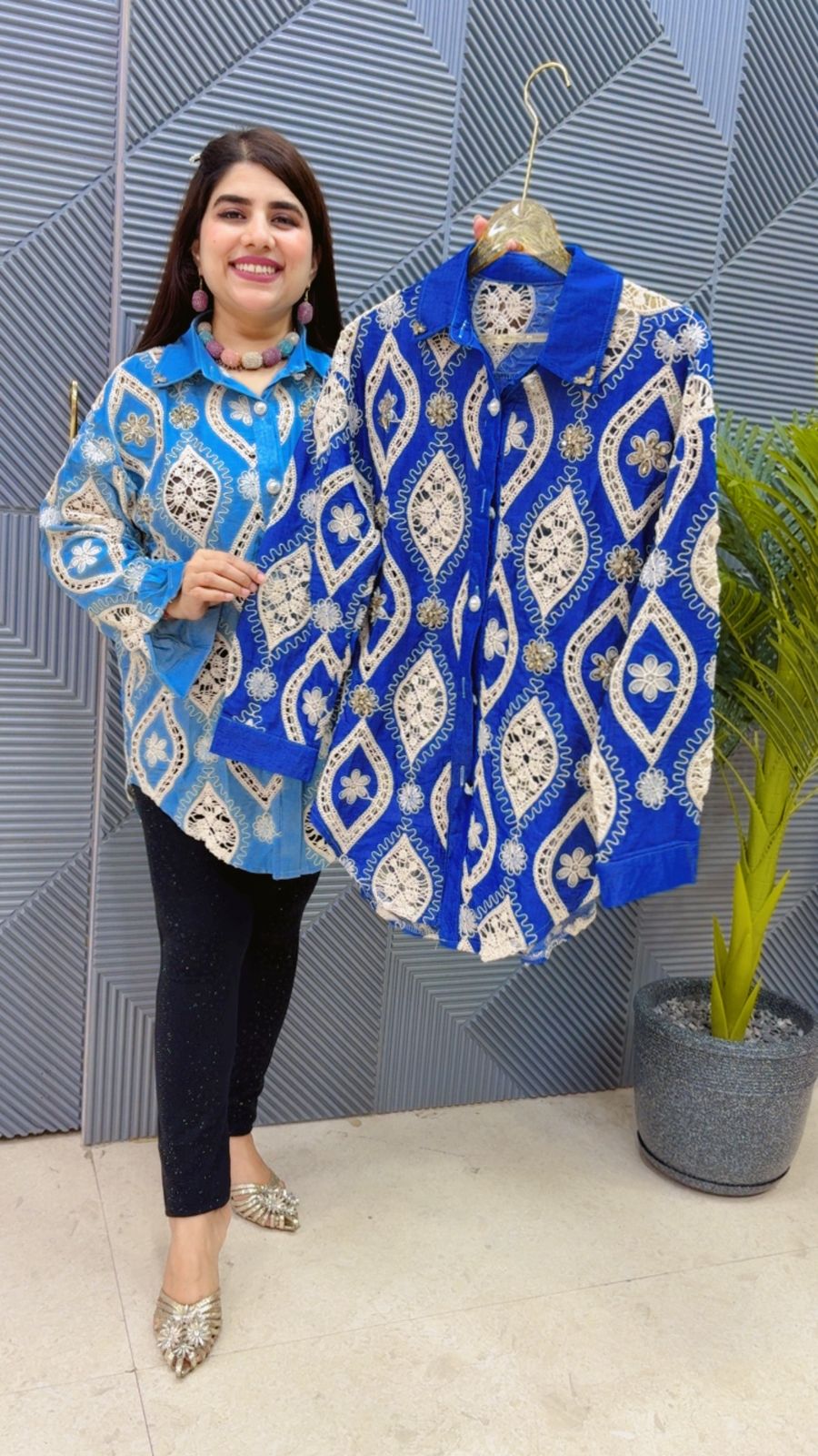 BEAUTIFUL SHIRT WITH STUDDED WORK GGR4515 Girls Glitters