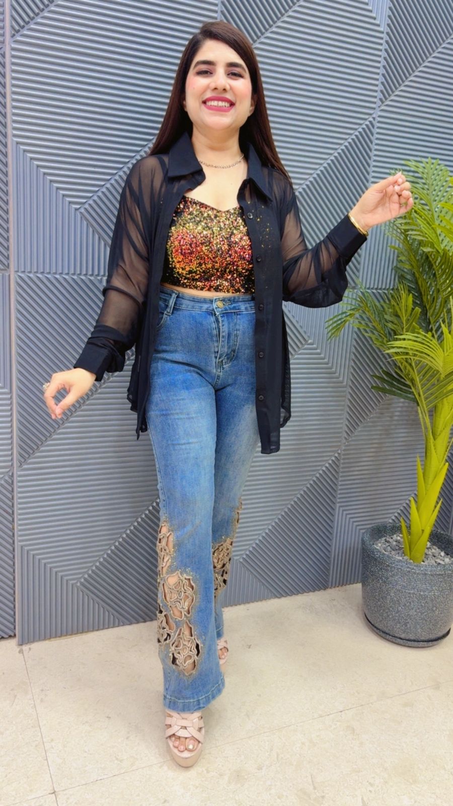 BEAUTIFUL NET SHIRT WITH SEQUENCE BUSTIER GGR4550 Girls Glitters