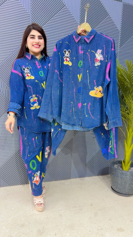 BEAUTIFUL DENIM COTTON CORD SET GGR4622 Girls Glitters