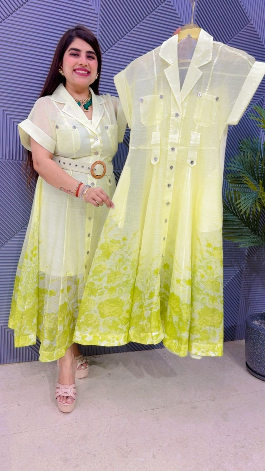 BEAUTIFUL DRESS WITH BELT AND INNER GGR4626 Girls Glitters