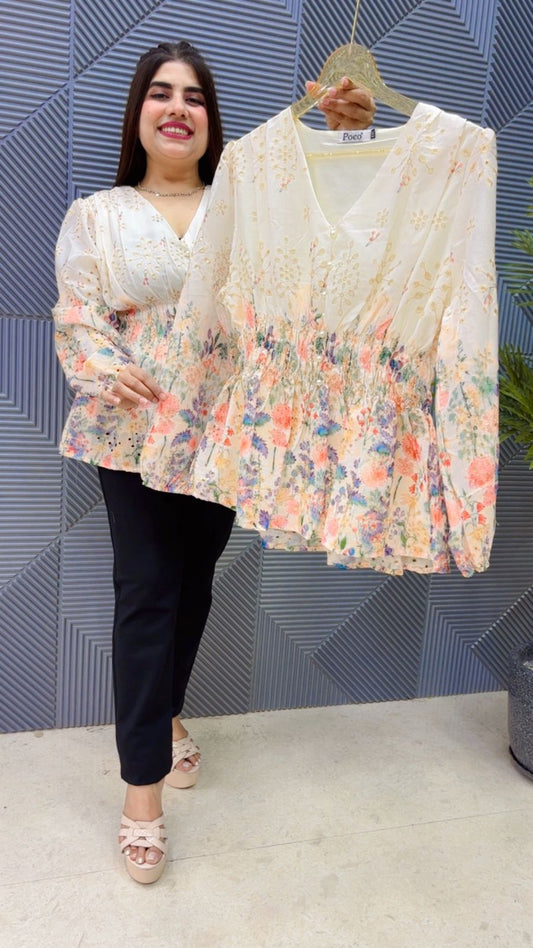 BEAUTIFUL FLORAL TOP GGR4660 Girls Glitters