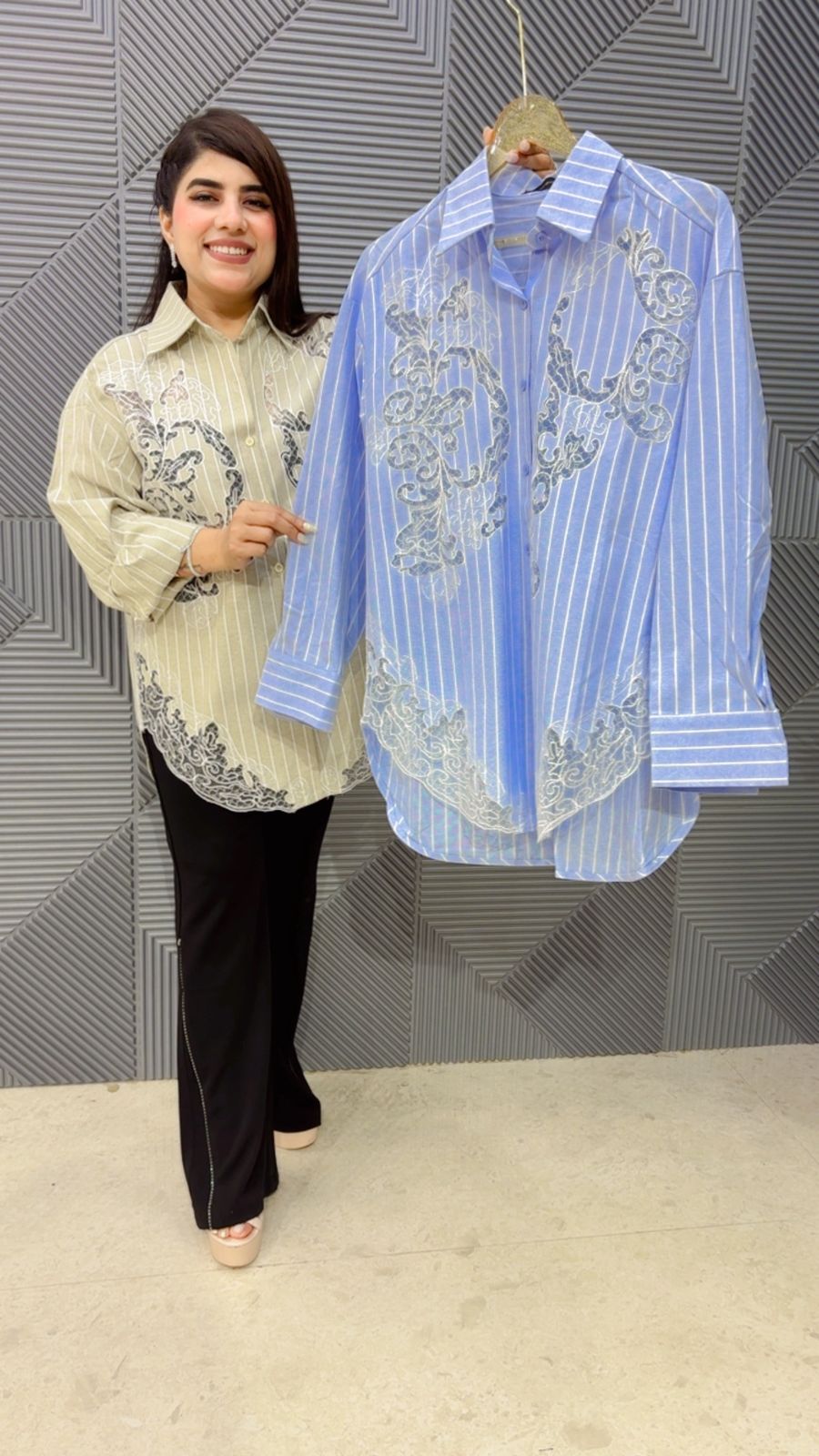 BEAUTIFUL LASER CUT COTTON SHIRT GGR4751 Girls Glitters