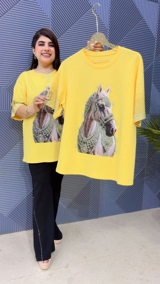 BEAUTIFUL HORSE T- SHIRT GGR4753 Girls Glitters