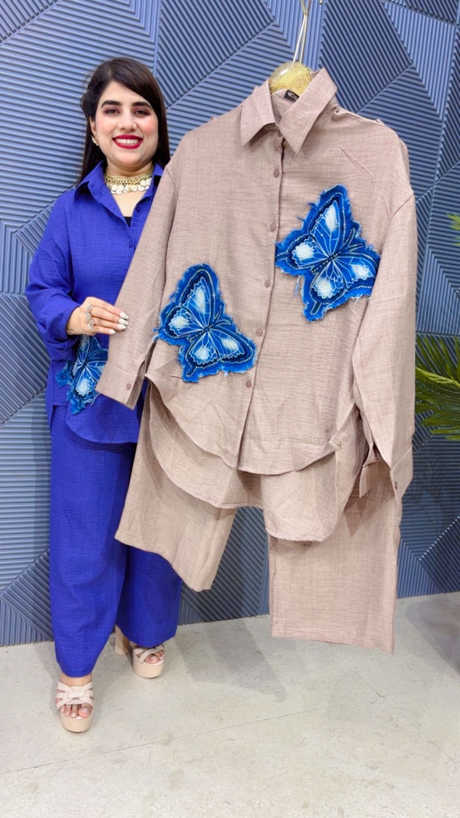 BEAUTIFUL CORD SET DENIM BUTTERFLY GGR4784 Girls Glitters