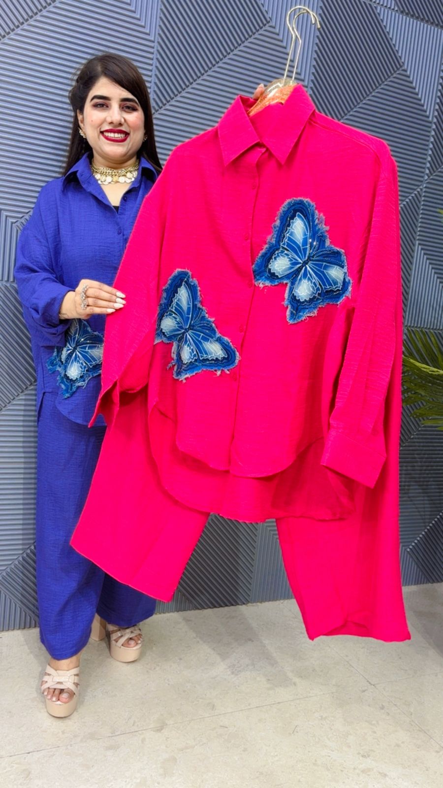 BEAUTIFUL CORD SET DENIM BUTTERFLY GGR4784 Girls Glitters