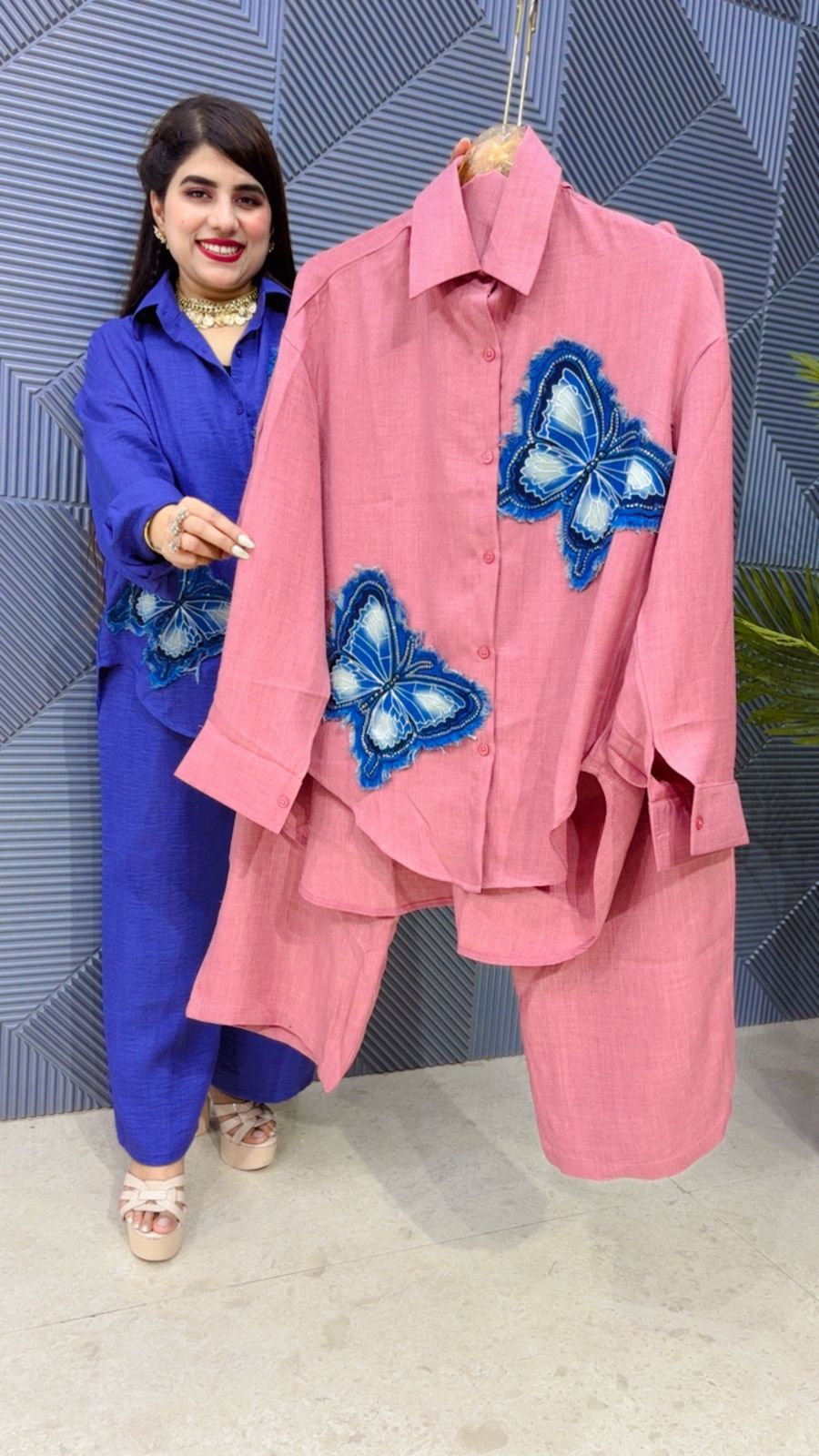BEAUTIFUL CORD SET DENIM BUTTERFLY GGR4784 Girls Glitters