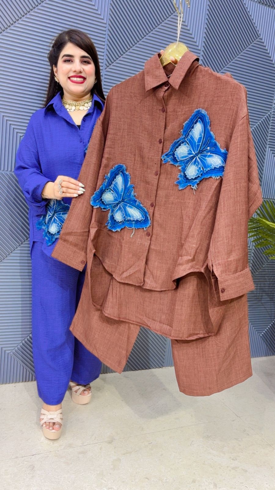 BEAUTIFUL CORD SET DENIM BUTTERFLY GGR4784 Girls Glitters
