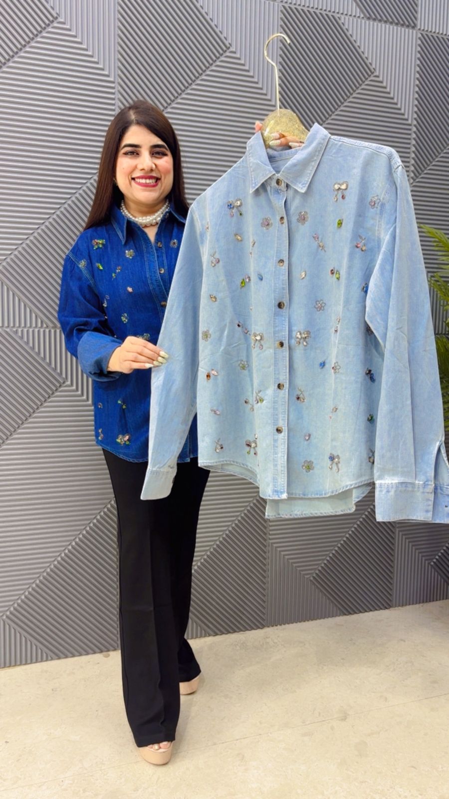 BEAUTIFUL DENIM SHIRT GGR4874 Girls Glitters