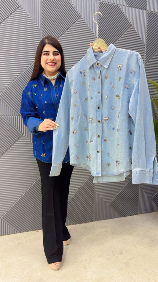 BEAUTIFUL DENIM SHIRT GGR4874 Girls Glitters