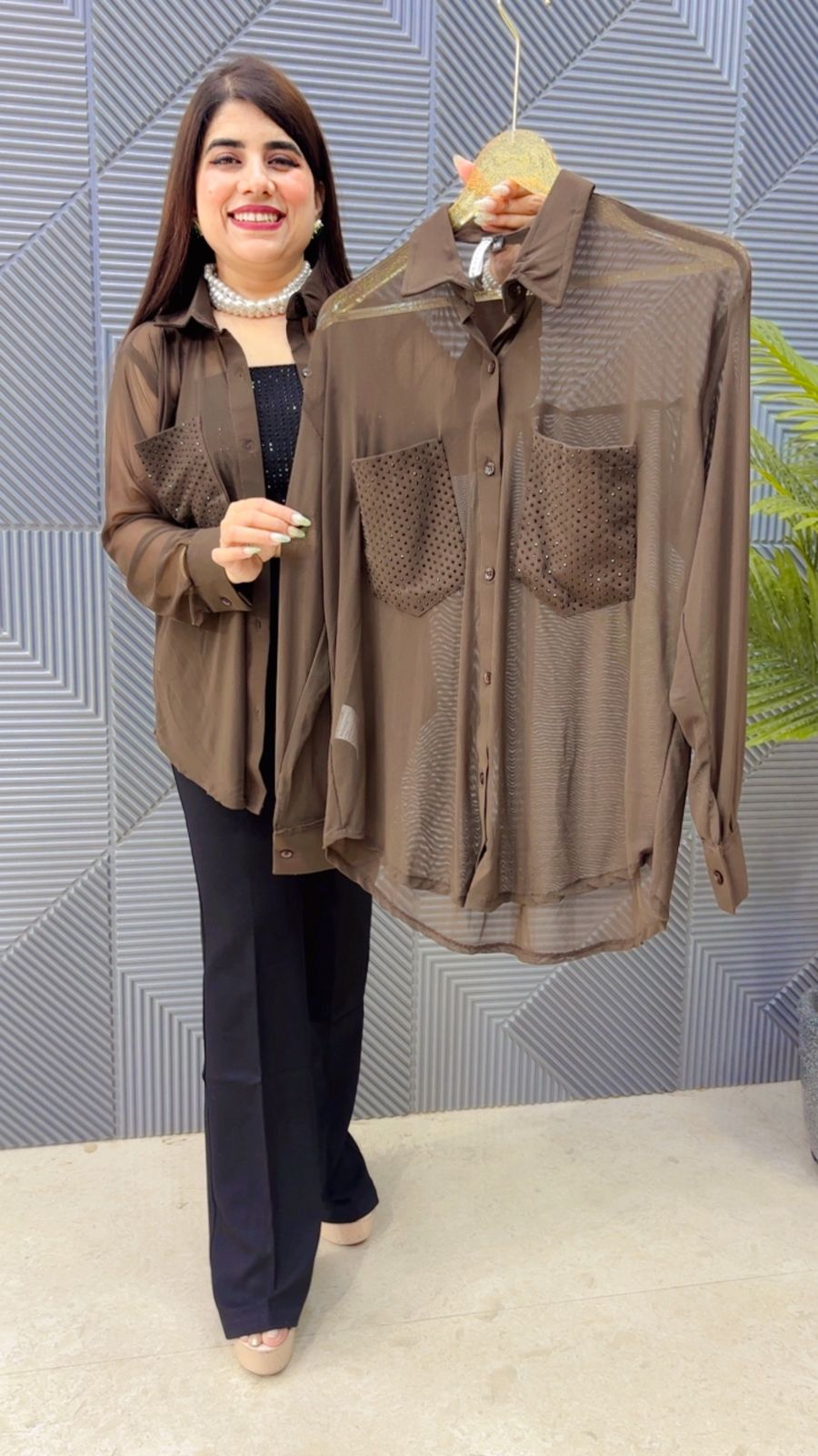 BEAUTIFUL POWER NET SHIRTB GGR4875 Girls Glitters