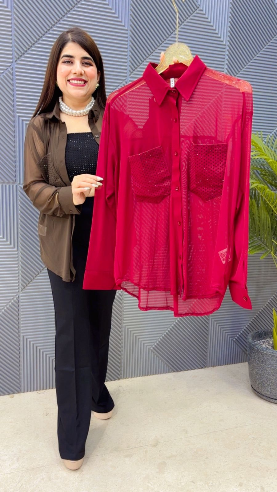BEAUTIFUL POWER NET SHIRTB GGR4875 Girls Glitters