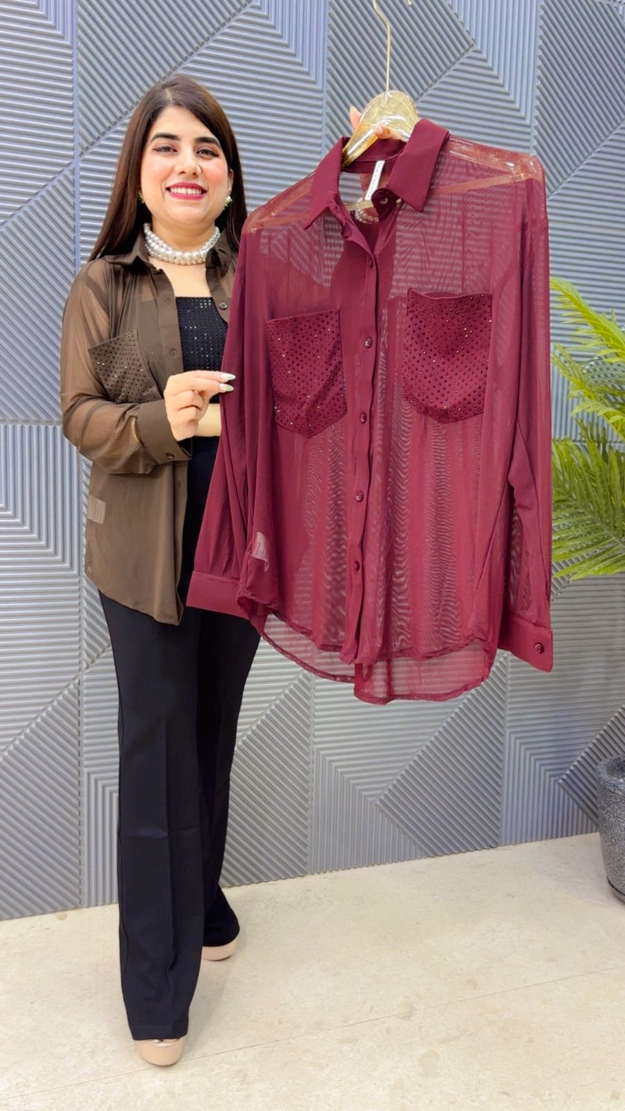 BEAUTIFUL POWER NET SHIRTB GGR4875 Girls Glitters