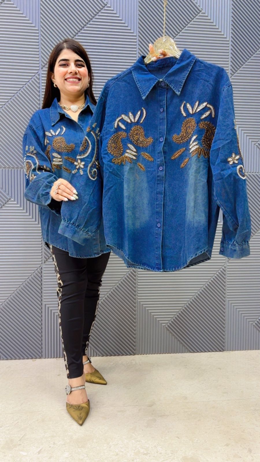 BEAUTIFUL DENIM SHIRT GGR4905 Girls Glitters