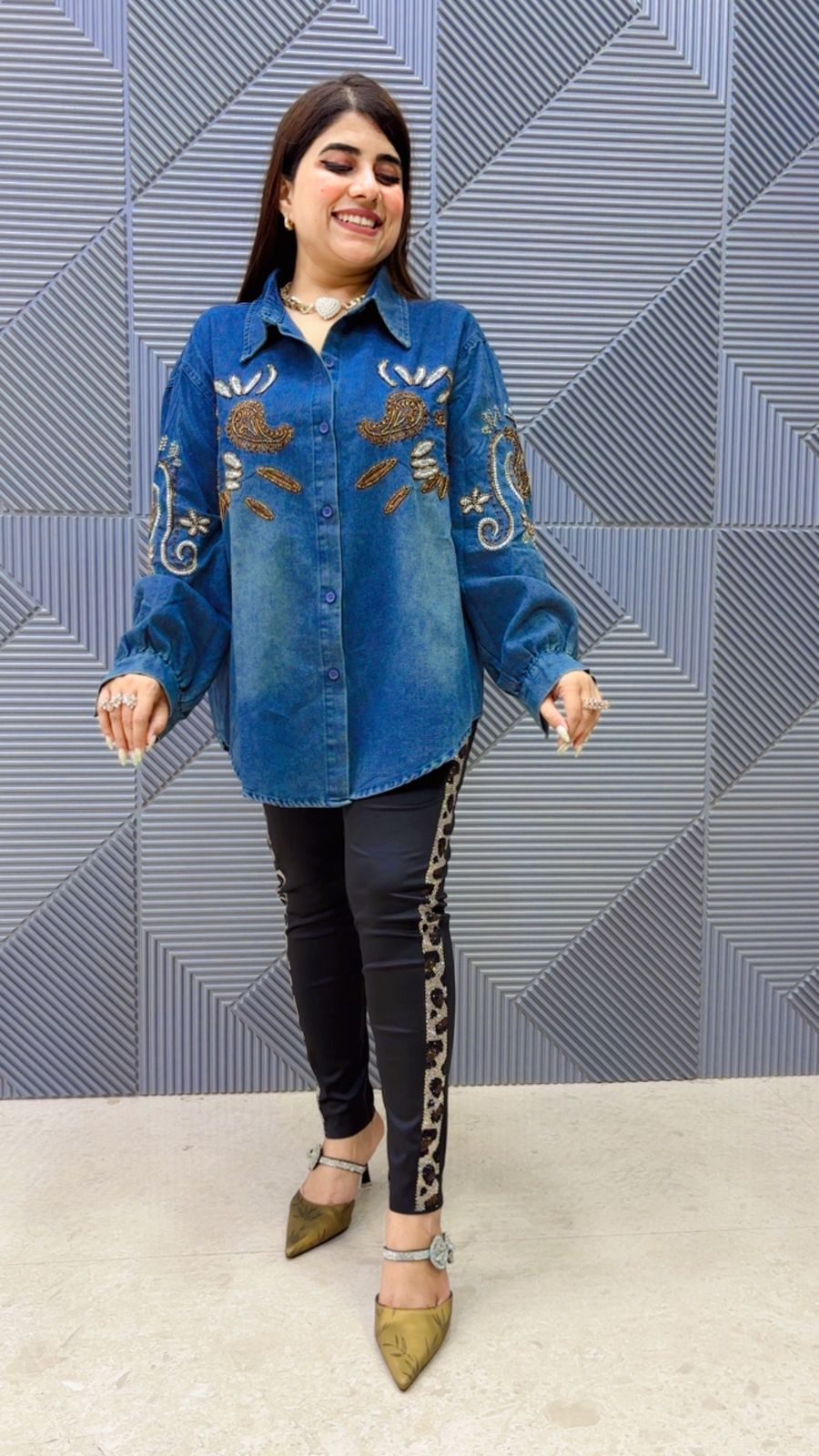 BEAUTIFUL DENIM SHIRT GGR4905 Girls Glitters