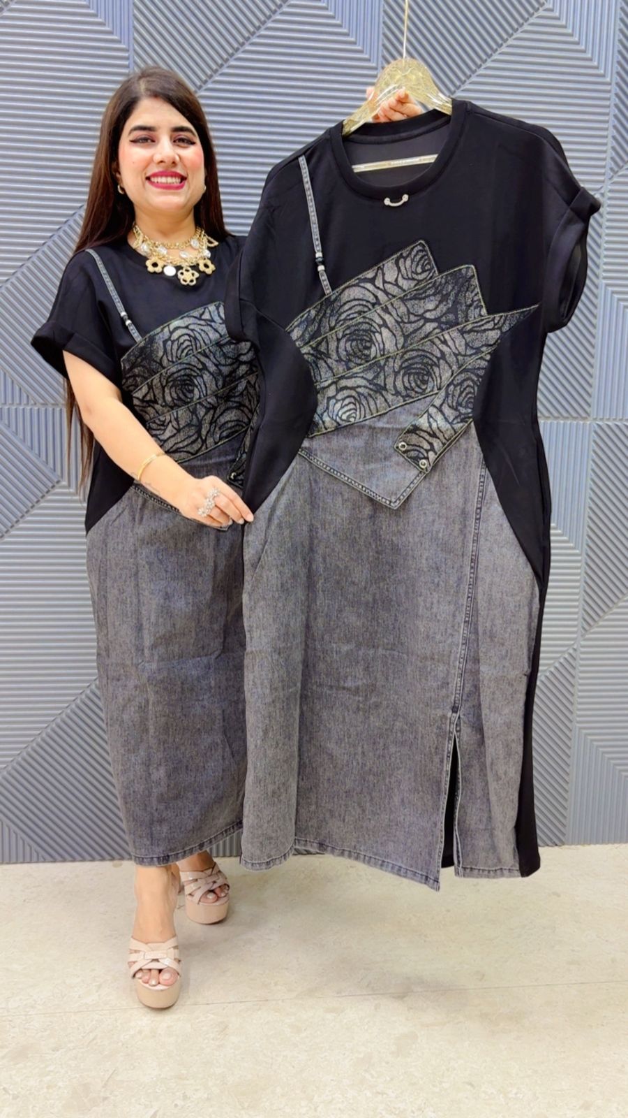 BEAUTIFUL DEMIM DRESS GGR4927 Girls Glitters