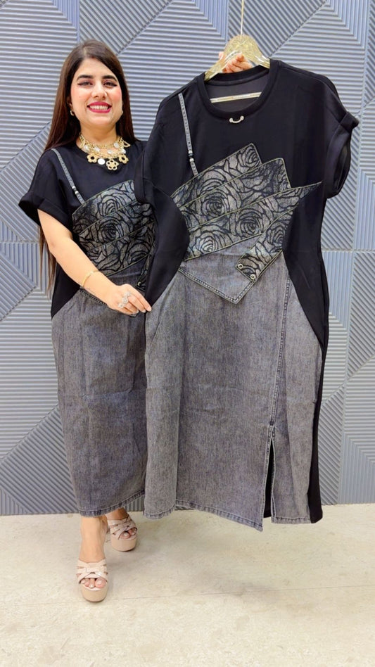 BEAUTIFUL DEMIM DRESS GGR4927 Girls Glitters