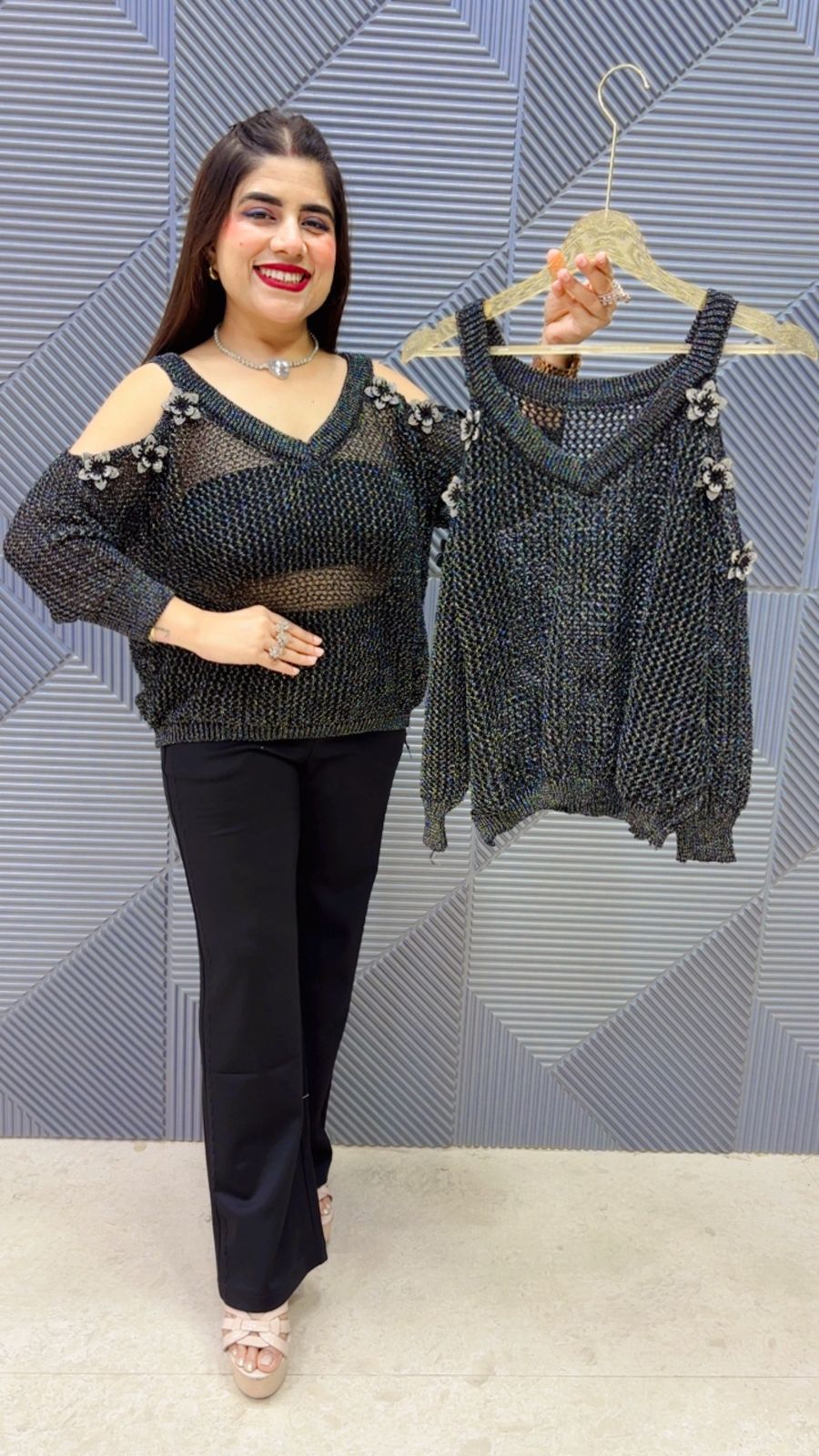 BEAUTIFUL POWER NET TOP WHIT SWAROVSKI GGR4952 Girls Glitters