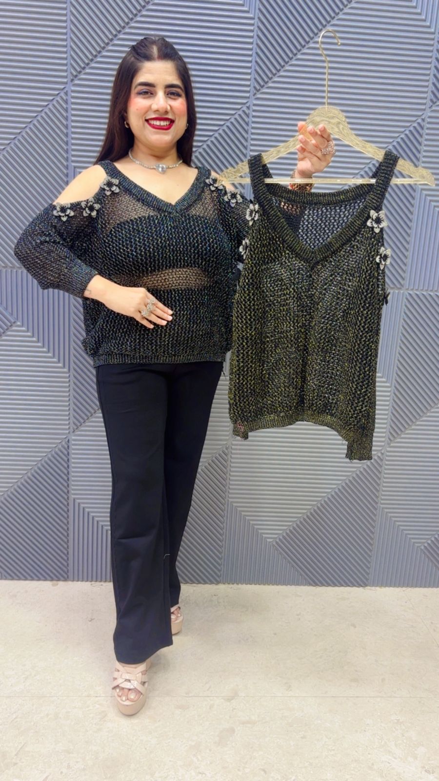 BEAUTIFUL POWER NET TOP WHIT SWAROVSKI GGR4952 Girls Glitters
