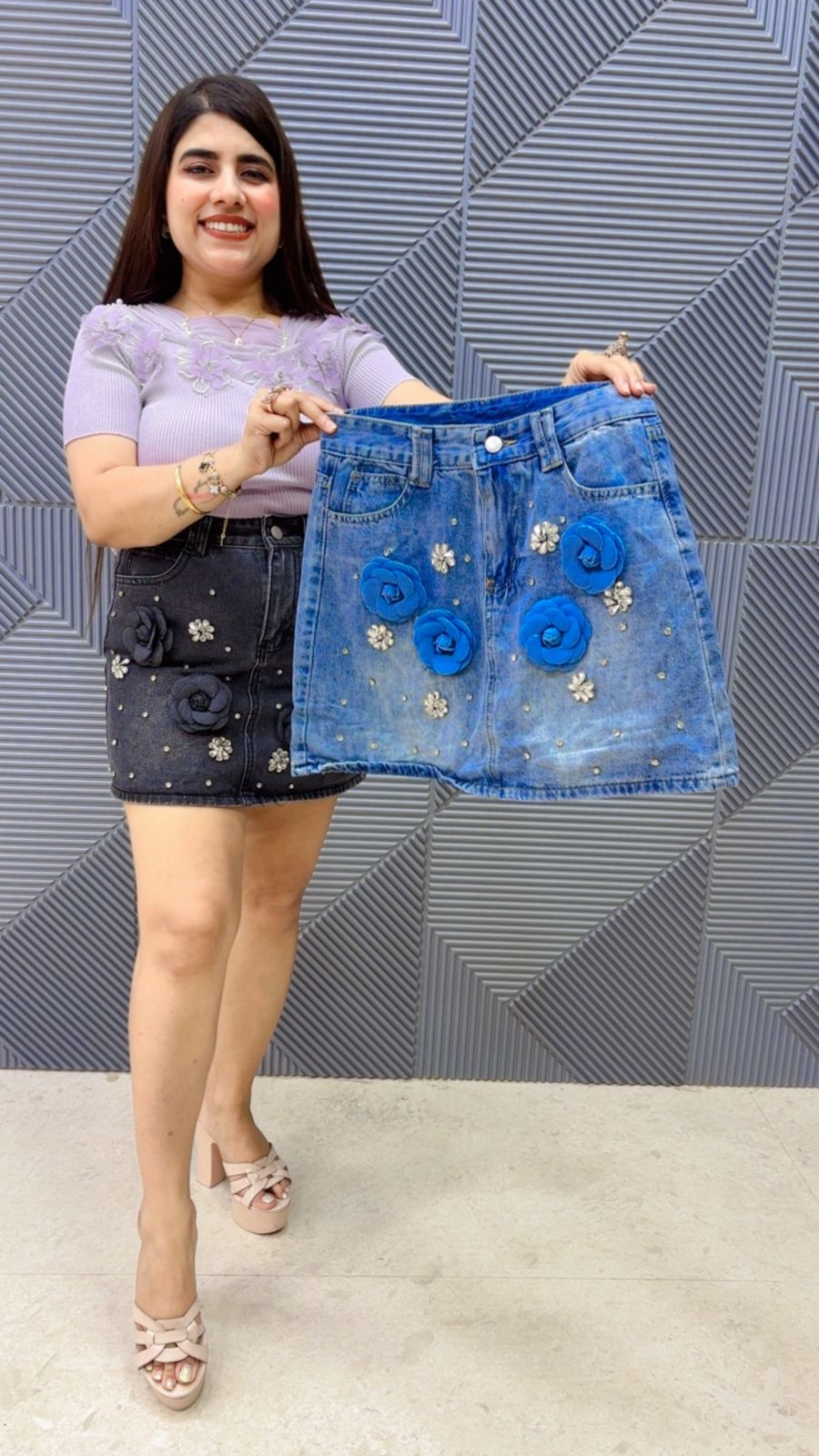THIS BEAUTIFUL MINI DENIM SKIRT GGR5015 Girls Glitters