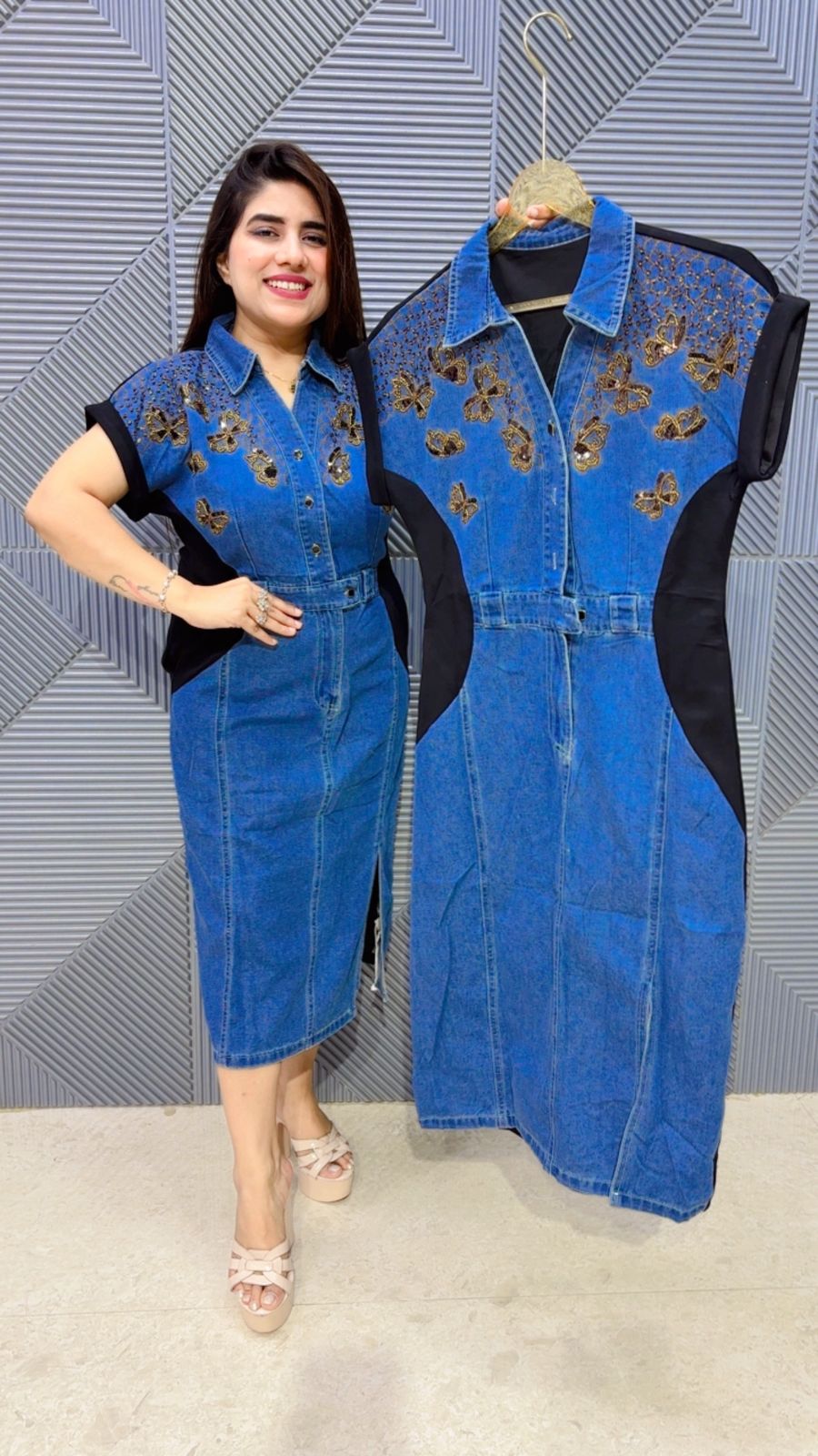 BEAUTIFUL DENIM DRESS LYCRA WORK GGR5053 Girls Glitters