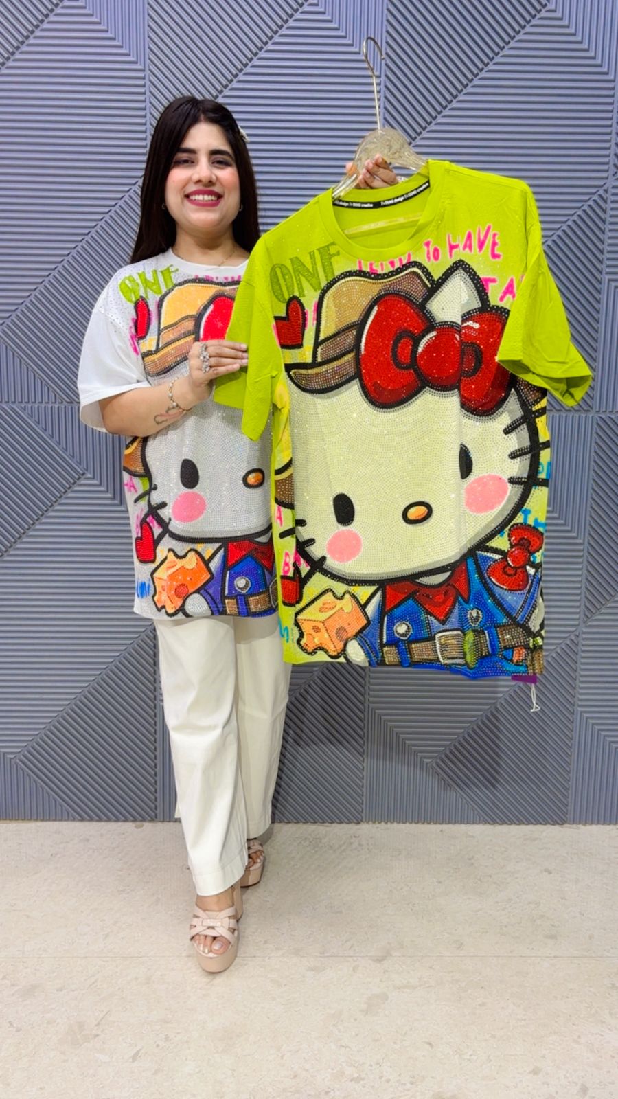 BEAUTIFUL CAT PRINTED T-SHIRT GGR5051 Girls Glitters