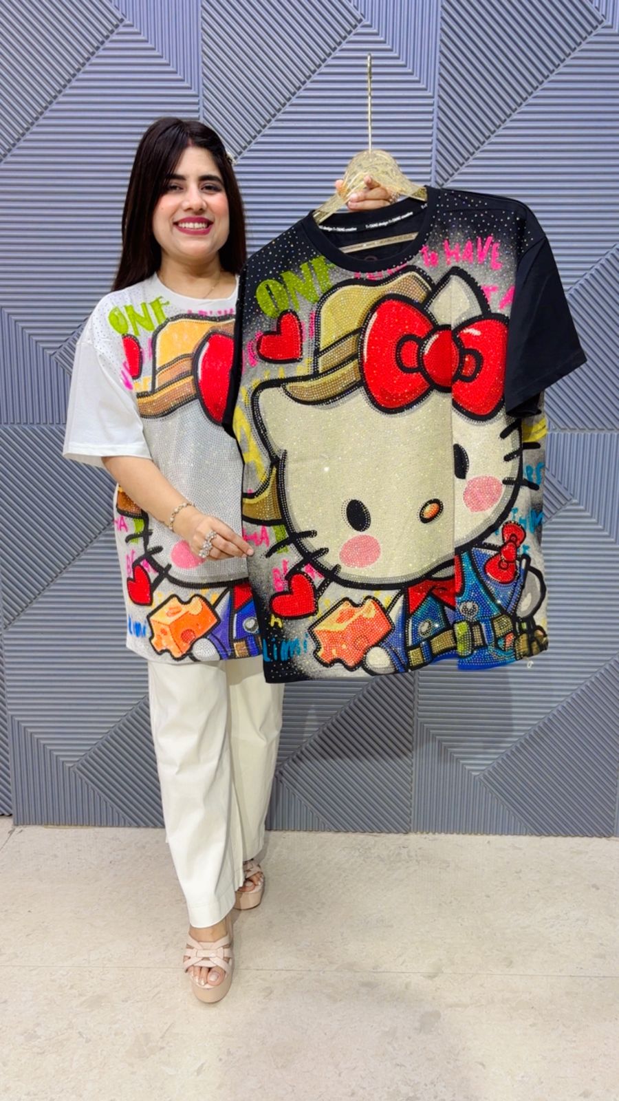 BEAUTIFUL CAT PRINTED T-SHIRT GGR5051 Girls Glitters